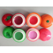 Popular Moisturizing Round Fruit Lip Balm Apple Peach Orange Shape with Different Flavor